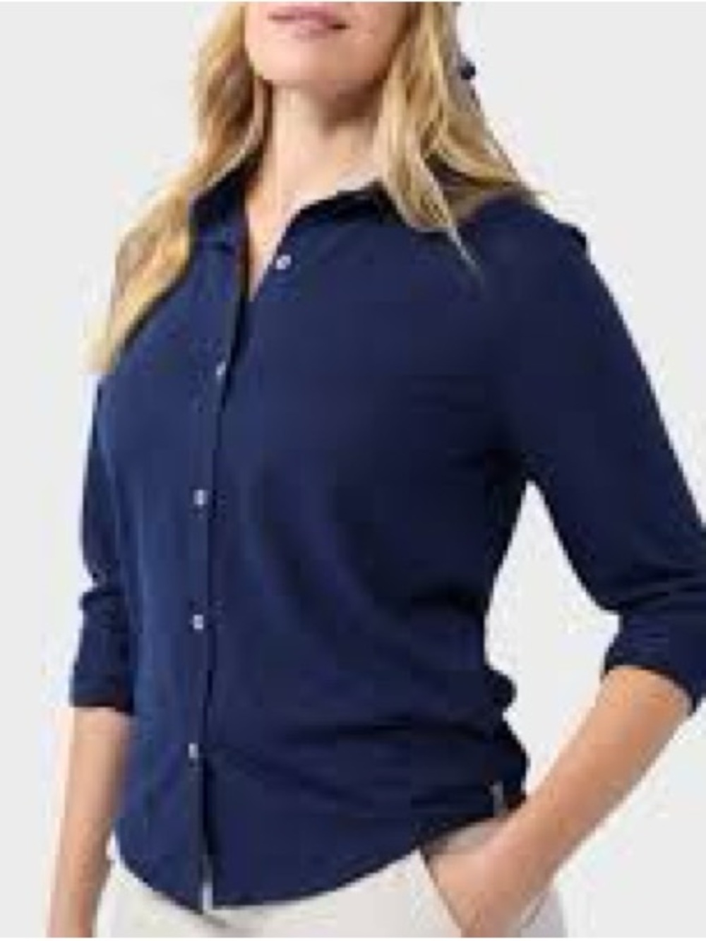 Stio Divide Navy Blue Button Down Outdoor Top